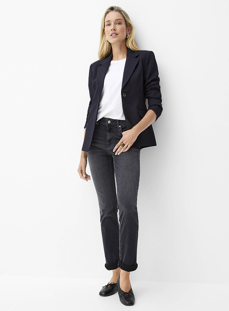 Jeans En Ajustement Detendu Denim Gris