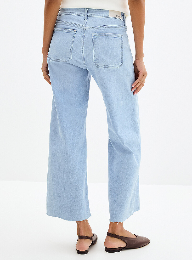 Mavi: Le jean bord effiloch&eacute; Paloma <b>Coupe : jambe large, taille mi-haute</b> Bleu p&acirc;le - Bleu ciel pour femme