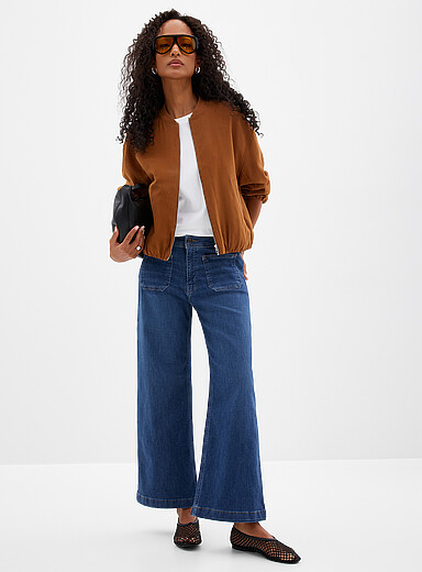 Paloma patch-pocket jean <b>Fit: Wide leg, mid rise</b>