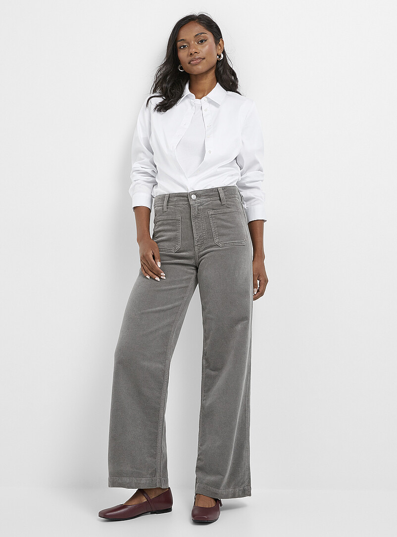 Pantalon extensible charismatique avec fentes en bas de jambes - bleu foncé