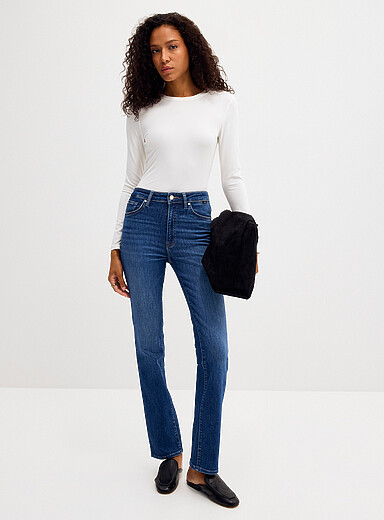 Mavi: Le jean Kendra indigo moyen <b>Coupe : jambe droite, taille mi-haute</b> Bleu pour femme