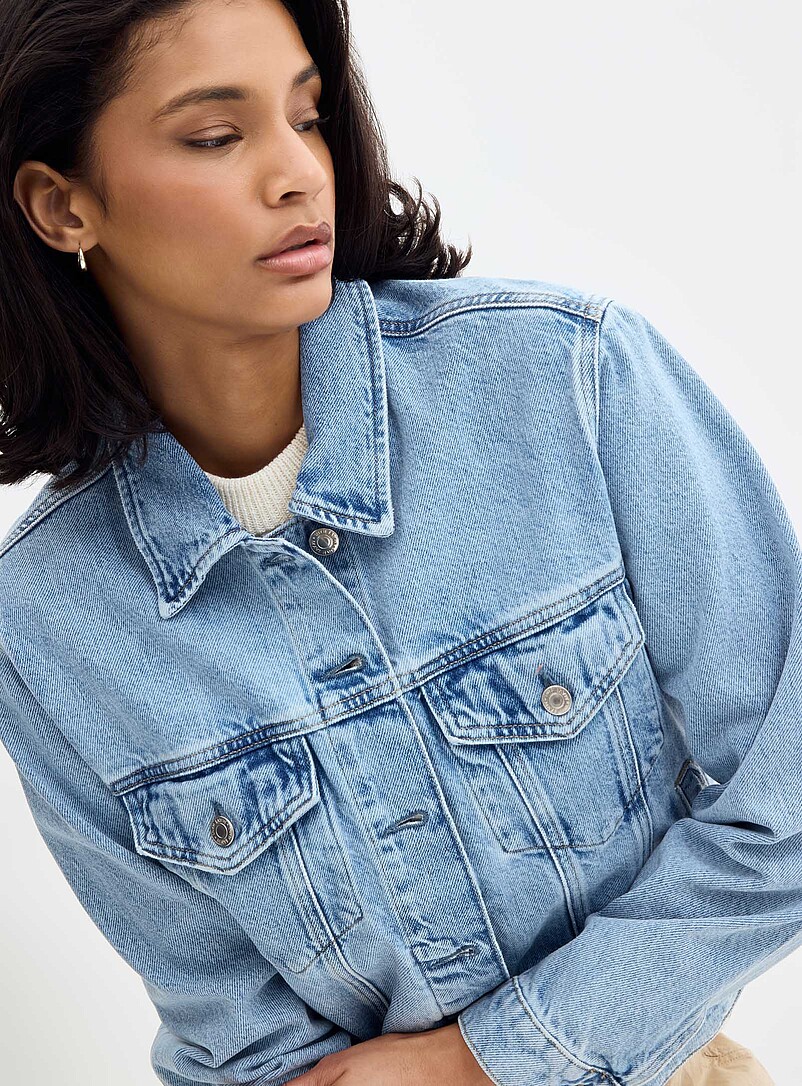 Mavi: La veste jean coupe carr&eacute;e Ruby Bleu pour femme