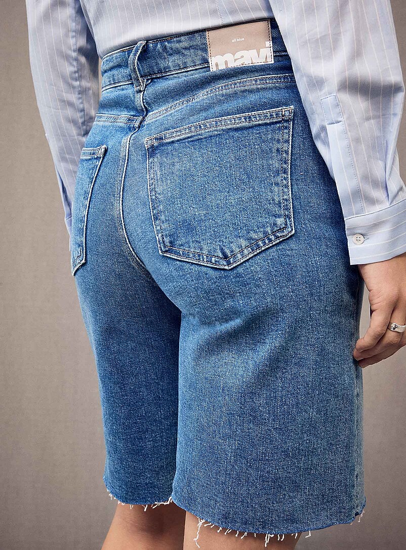 Mavi: Le jort d&eacute;lav&eacute; Erika <b>Coupe : jambe large, taille mi-haute</b> Bleu pour femme