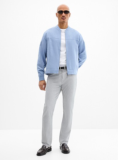 Mavi: Le pantalon trame piqu&eacute;e chin&eacute;e Marcus <b>Coupe droite &eacute;troite</b> Gris pour homme