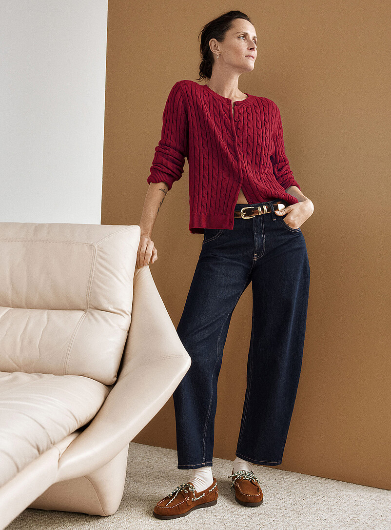 Nica dark indigo jean Fit: Barrel leg, high rise product image (primary)