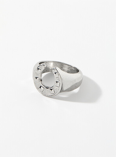 Le 31 Silver Antique horseshoe ring for men