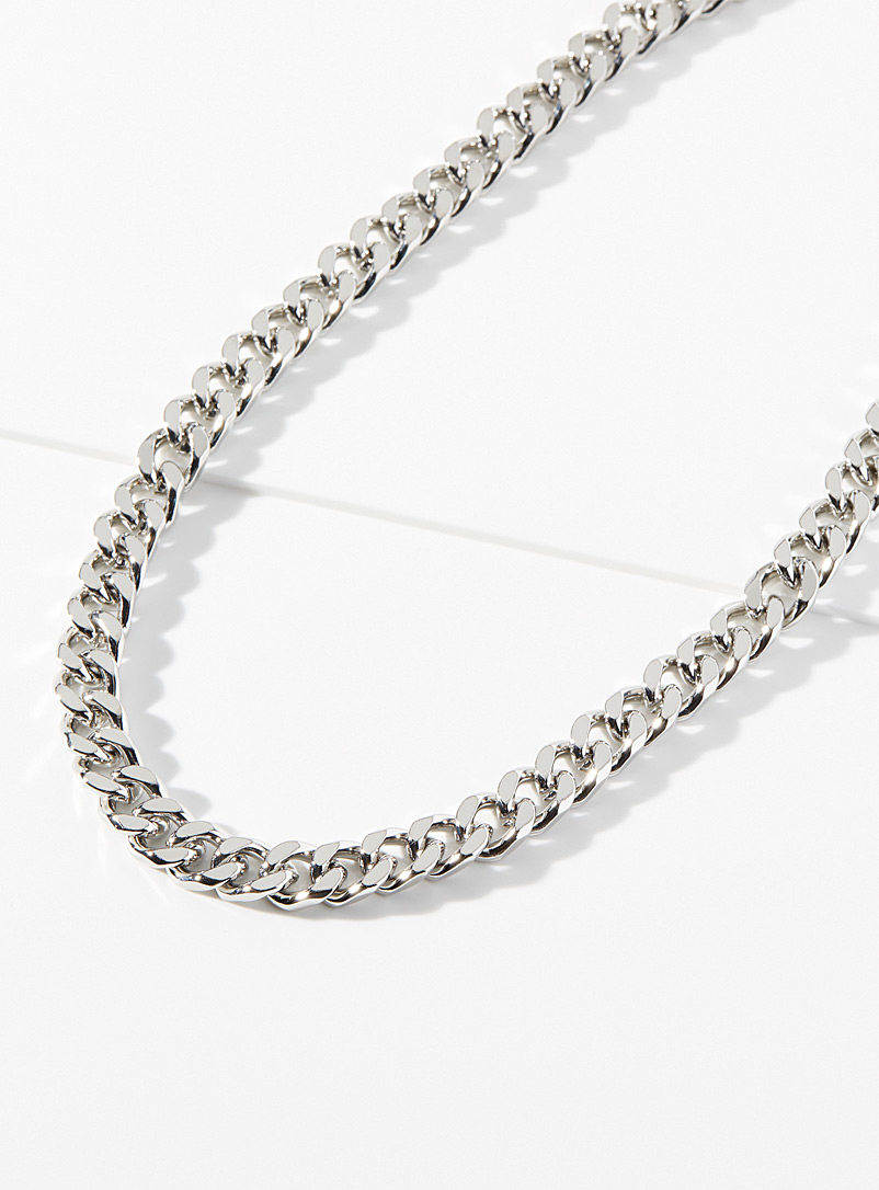 Le 31 Silver Chunky machine-link necklace for men