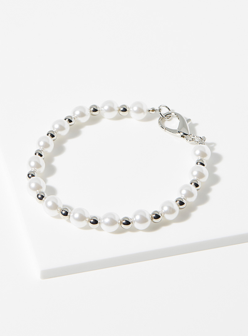 Le 31 White Mother-of-pearl metal bracelet for men