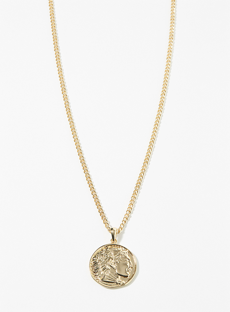 Le 31 Golden Yellow Antique medallion necklace for men