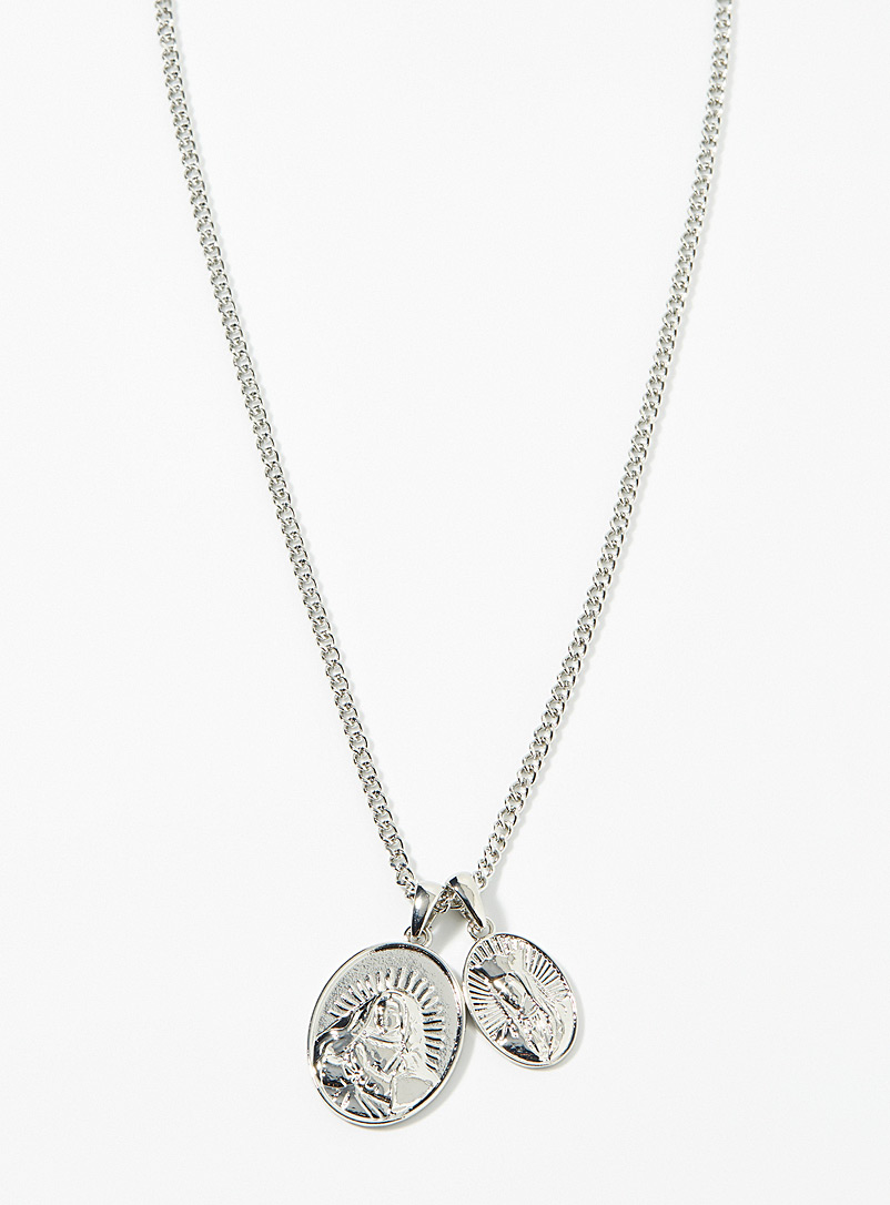Le 31 Grey Double-medallion necklace for men