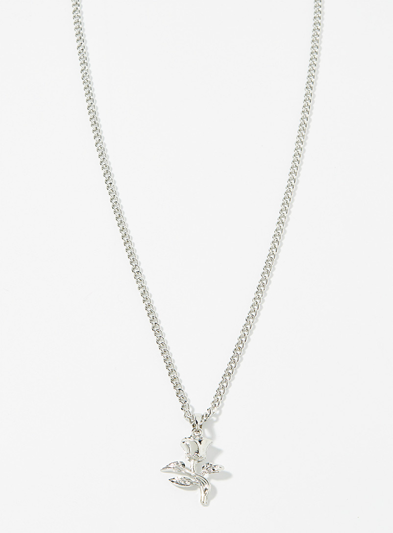 Le 31 Grey Silver rose necklace for men