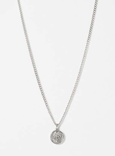 Le 31: La cha&icirc;ne gourmette pendentif pi&egrave;ce antique Argent pour homme