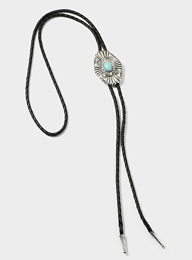Le bolo m&eacute;daillon g&eacute;o pierre turquoise