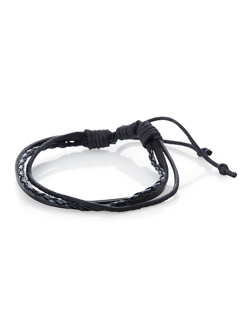 Rituels Black Faux-leather triple cord bracelet for men