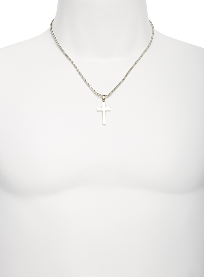 Le 31 Silver Metallic cross necklace for men