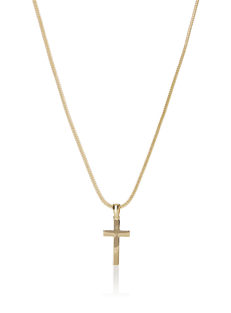Le 31: Le collier croix métallique Jaune or pour homme