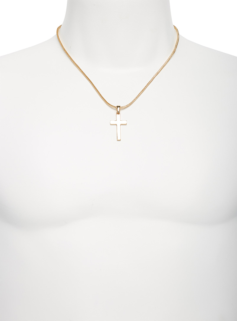Le 31 Golden Yellow Metallic cross necklace for men