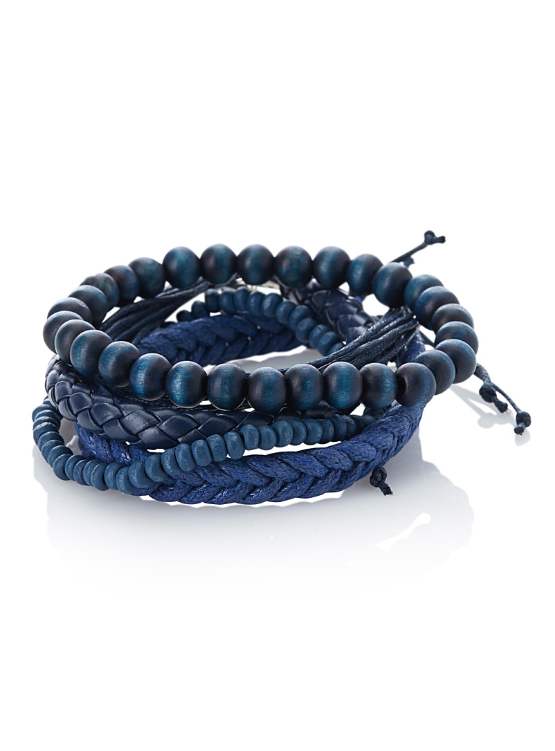 Rituels: L'ensemble de bracelets bleus Marine pour homme