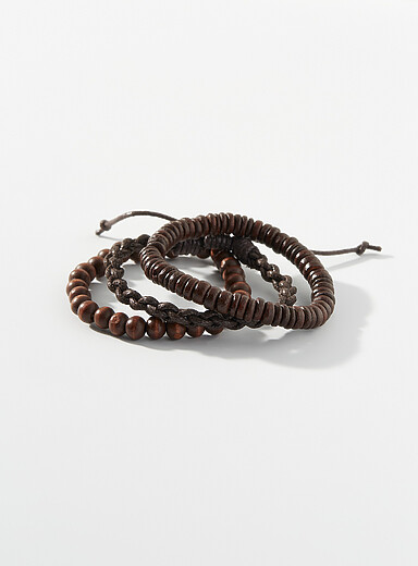 Le 31: Les bracelets mati&egrave;res mixtes noirs Ensemble de 3 Blanc cass&eacute; pour homme