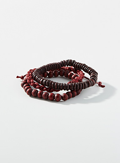 Le 31: Les bracelets mati&egrave;res mixtes noirs Ensemble de 3 Blanc cass&eacute; pour homme