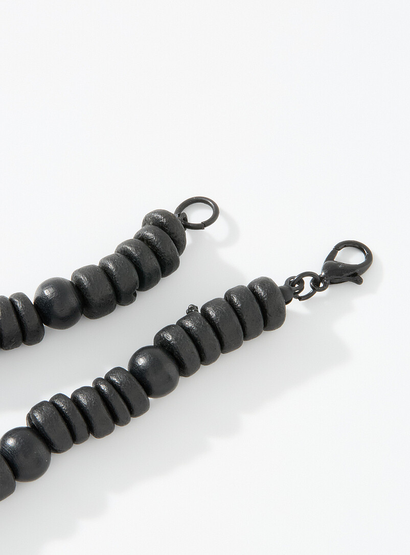 Le 31 Off White Wooden bead necklace for men