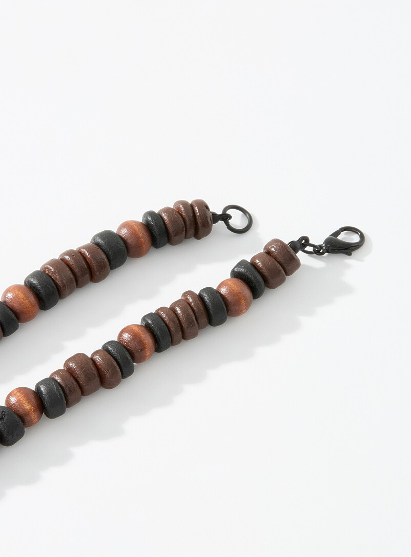 Le 31 Off White Wooden bead necklace for men