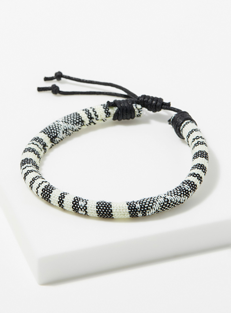 Le 31 Patterned White Woven bracelet for men