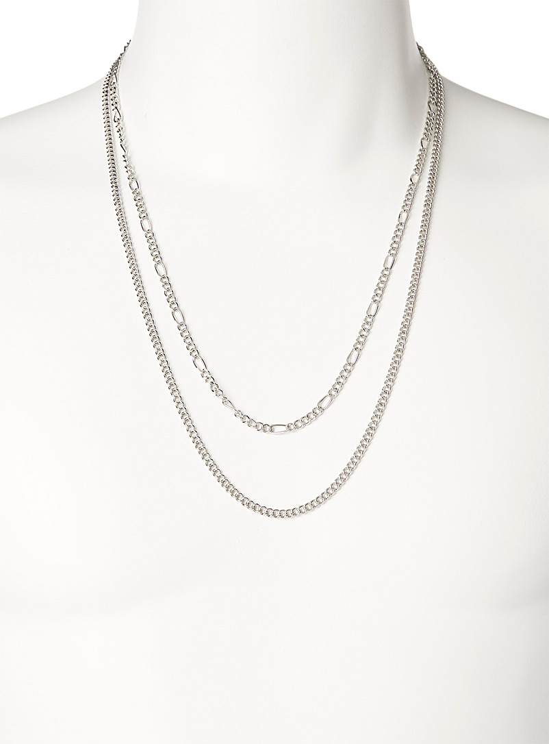 Le 31 Silver Double chain Set of 2 for men