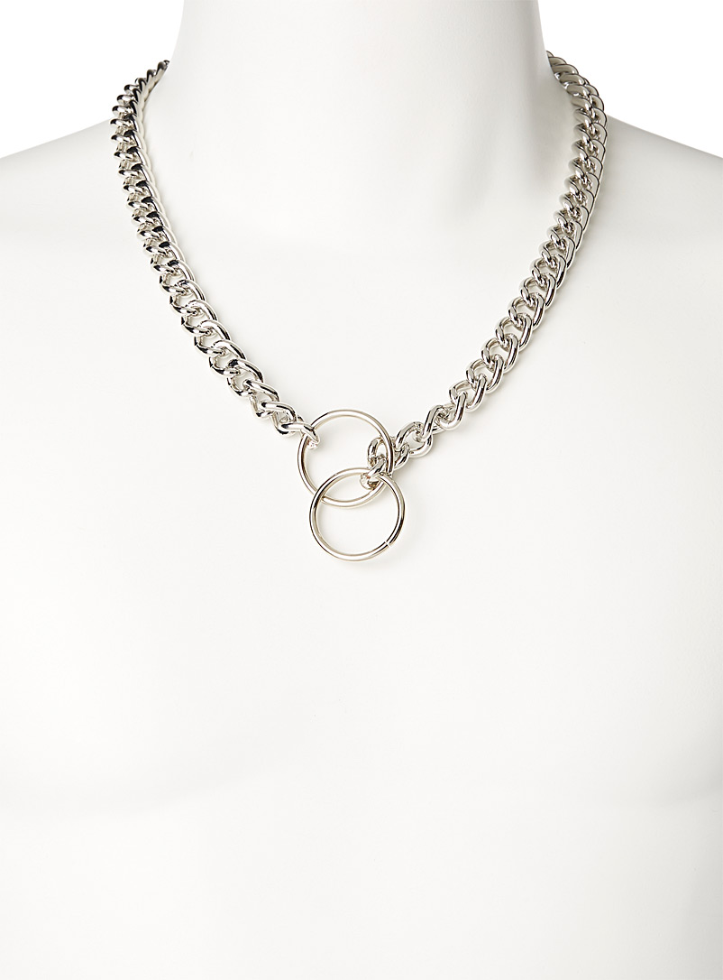 Le 31 Silver Double-ring chain necklace for men