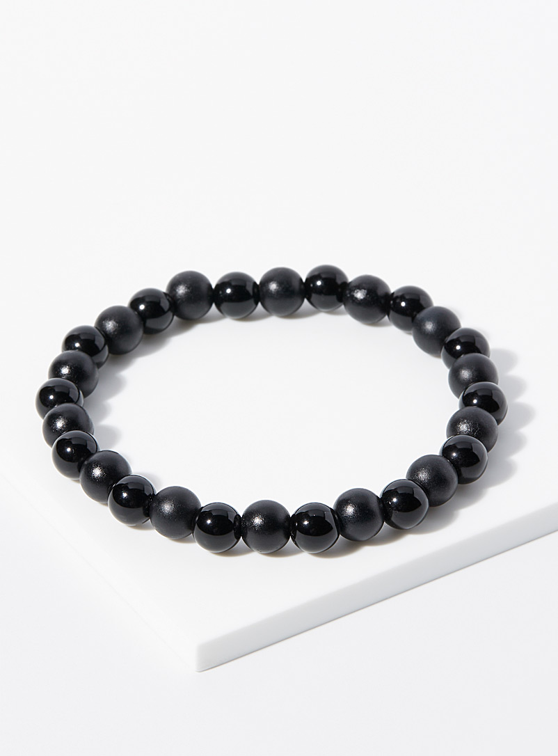 Le 31 Black Monochrome bead bracelet for men