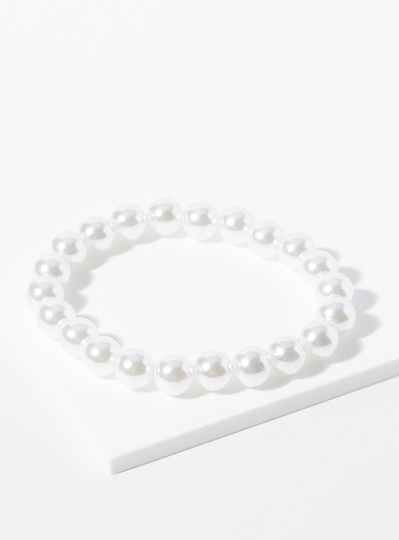 Le 31 White Pearl bead bracelet for men