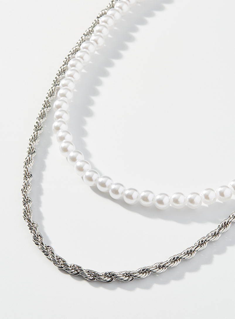 Le 31 Pearly Twisted bead necklace for men