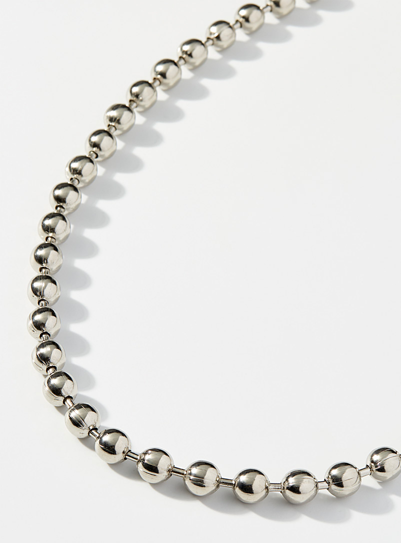 Le 31 Silver Large bead necklace for men