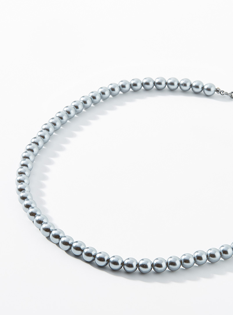 Le 31 Black Silver pearly bead necklace for men