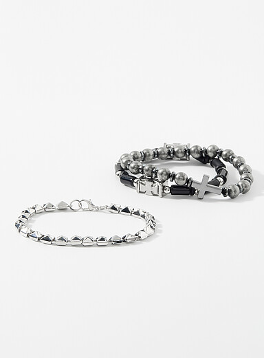 Le 31: Les bracelets billes mixtes Ensemble de 3 Argent pour homme