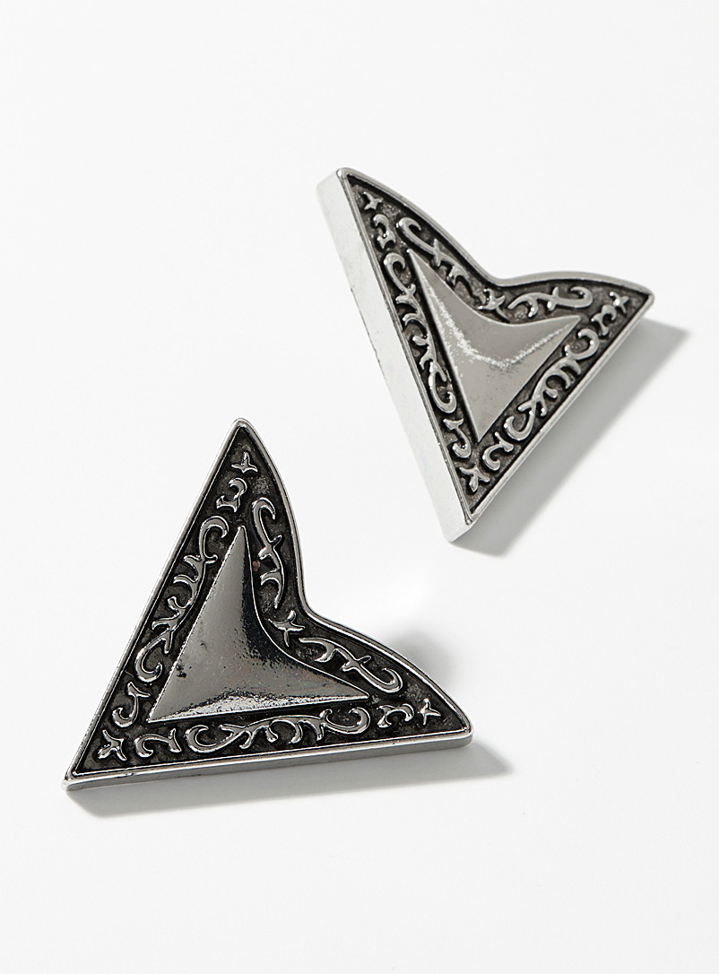 Le 31 Silver Western triangle collar pin for men