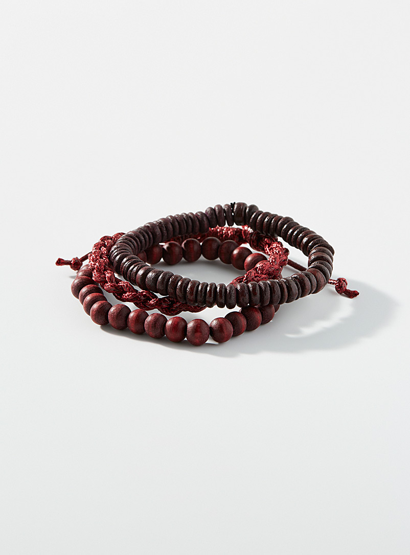 Black Mixed-Media Bracelets Set Of 3
