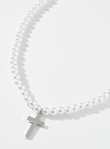 Pearl and cross necklace | Le 31 | Men 