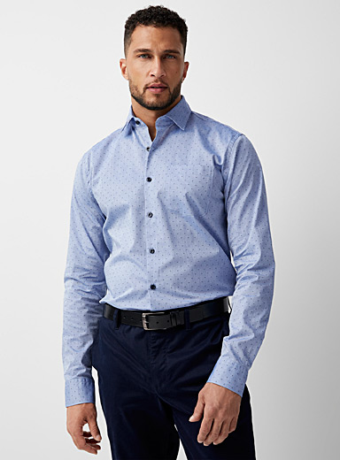 Le 31 Blue Jacquard dots shirt Modern fit for men