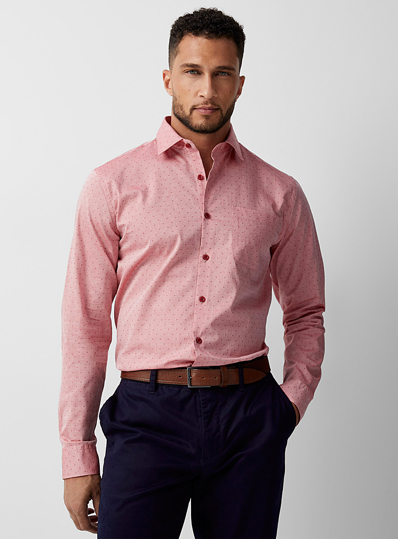 Le 31 Red Jacquard dots shirt Modern fit for men