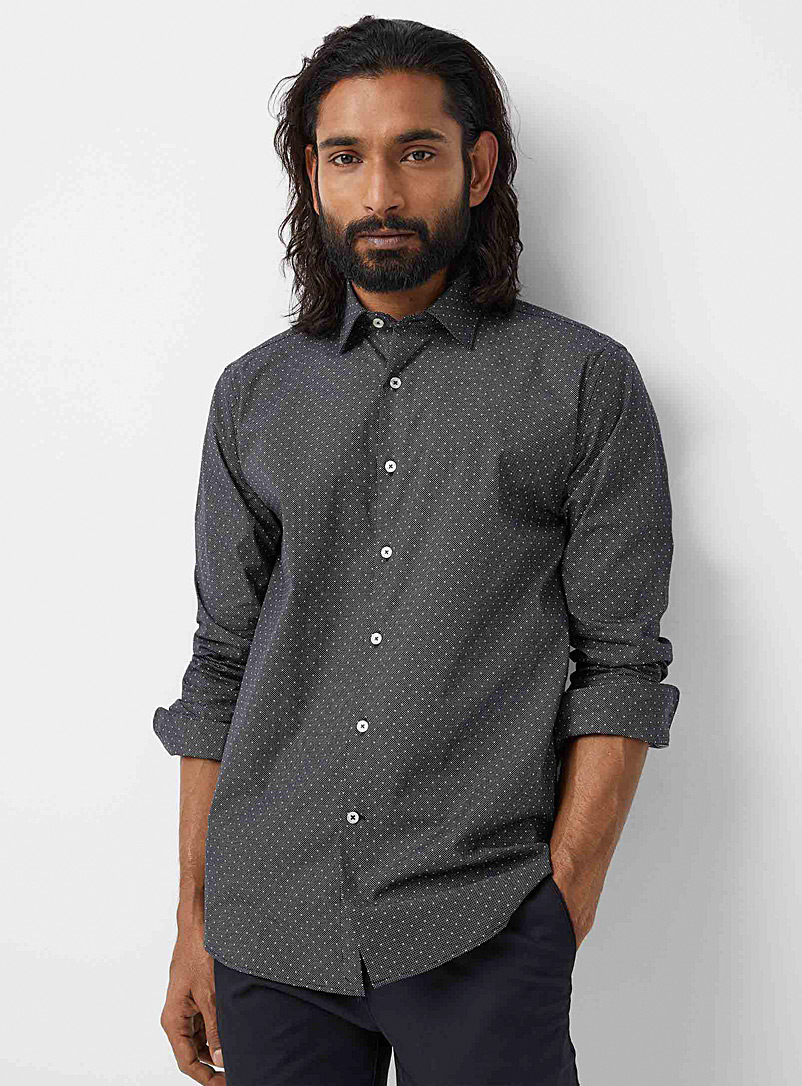Le 31 Black Multi-dot shirt Modern fit for men