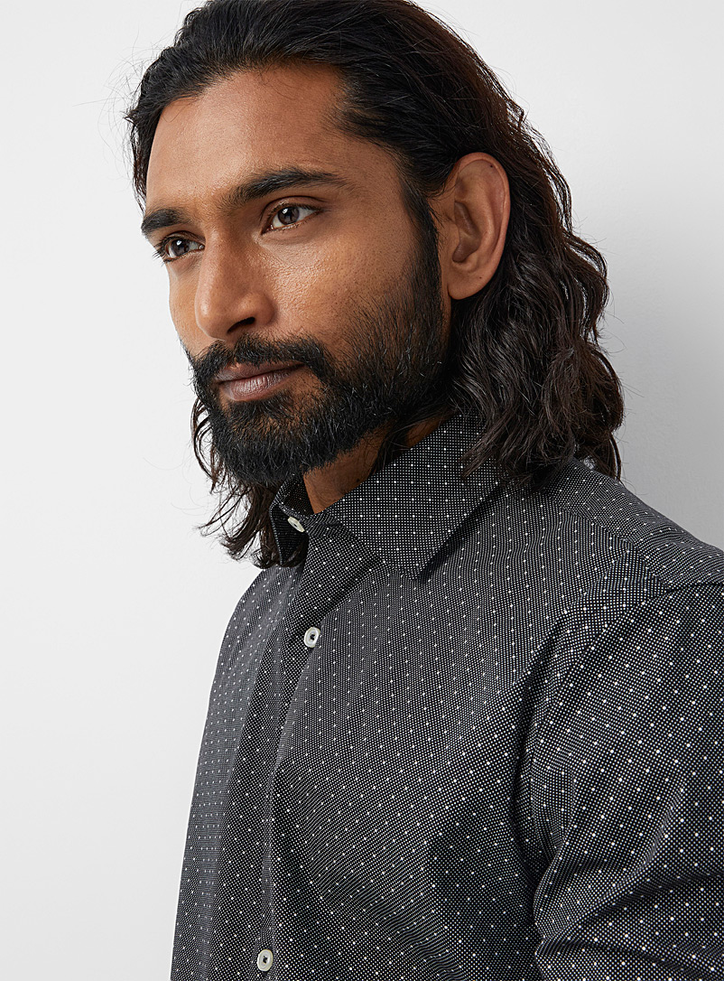 Le 31: La chemise pois multiples <b>Coupe moderne</b> Noir pour homme
