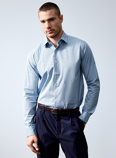 Le 31: La chemise pois multiples <b>Coupe moderne</b> Bleu pour homme