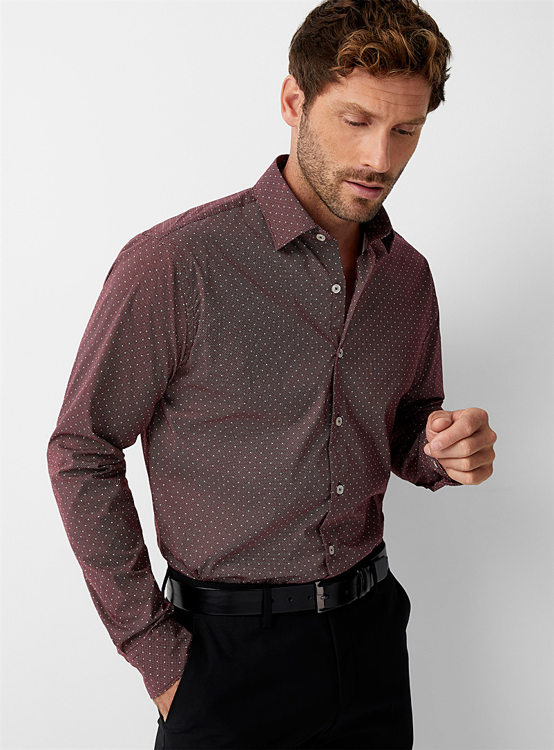 Le 31 Burgundy Multi-dot shirt Modern fit for men