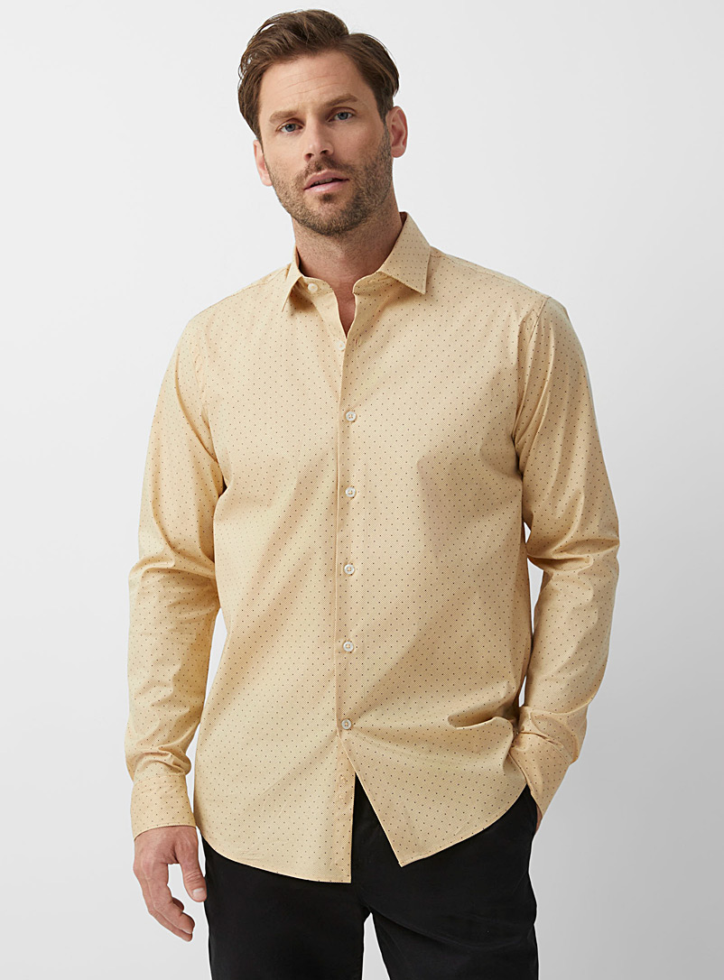 Le 31 Golden Yellow Multi-dot shirt Modern fit for men