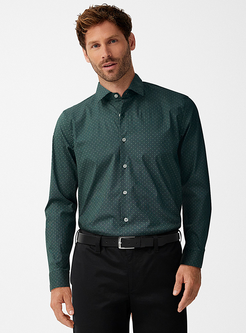 Le 31 Patterned Green Multi-dot shirt Modern fit for men