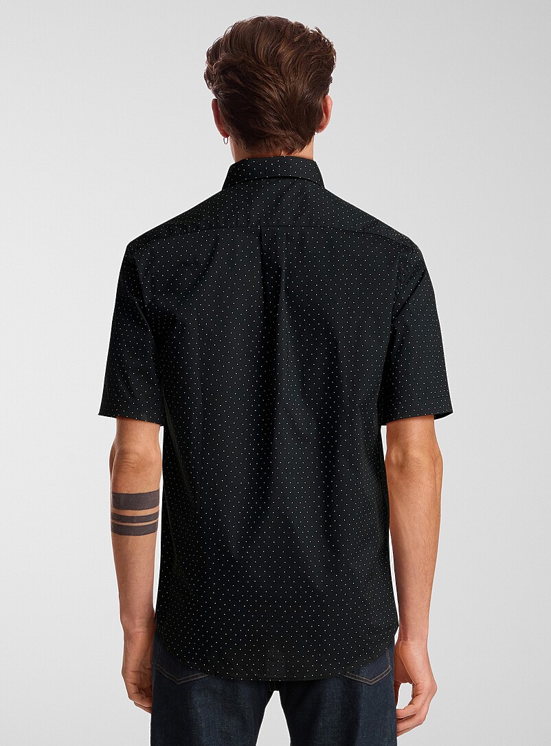 Le 31 Blue Micro-dot poplin shirt <b>Modern fit</b> for men