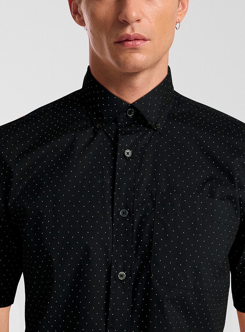 Le 31 Blue Micro-dot poplin shirt <b>Modern fit</b> for men