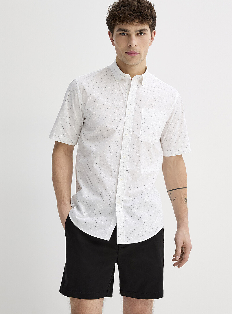 Le 31 Blue Micro-dot poplin shirt <b>Modern fit</b> for men