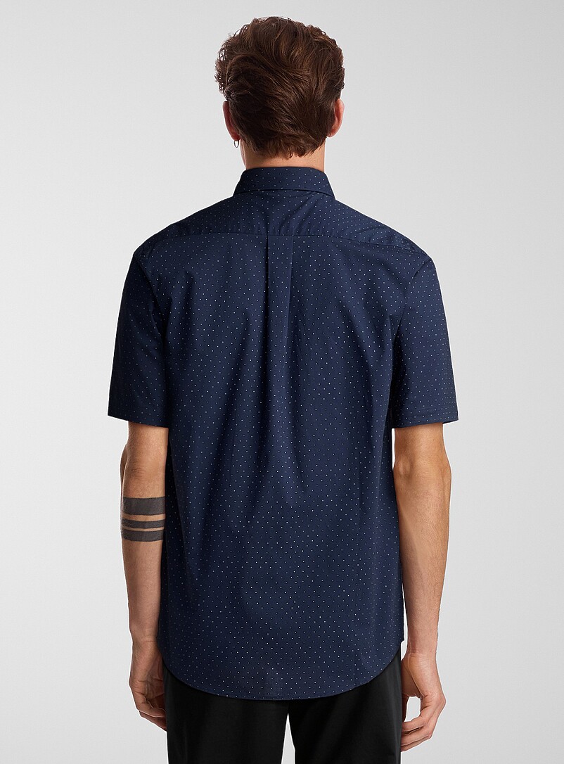 Le 31 Blue Micro-dot poplin shirt <b>Modern fit</b> for men